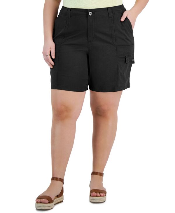 スタイルアンドコー レディース ボトムス ハーフパンツ・ショーツ プラスサイズ ショートパンツ Style & Co Plusize Comfort-Waist Cargo Shorts Deep Black ブラック
