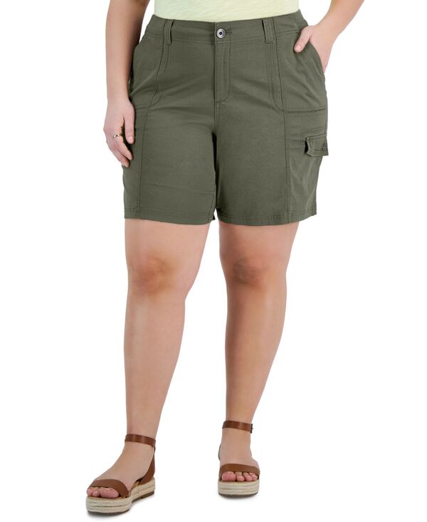 スタイルアンドコー レディース ボトムス ハーフパンツ・ショーツ プラスサイズ ショートパンツ Style \u0026 Co Plusize Comfort-Waist Cargo Shorts Olive Sprig オリーブ
