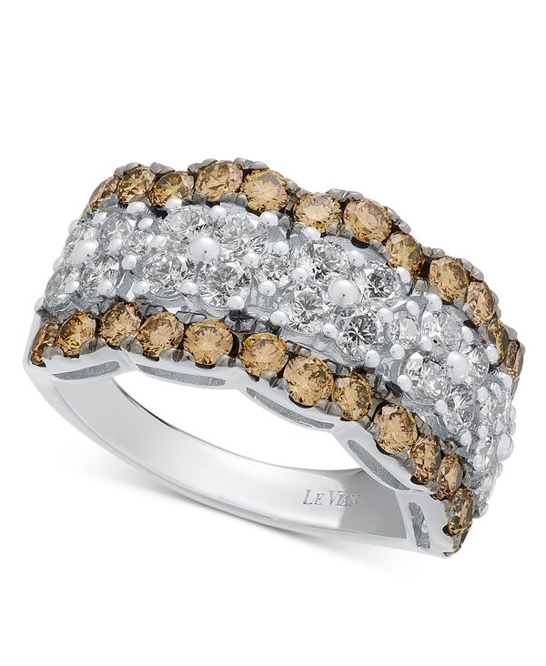 ル ヴァン レディース アクセサリー リング Le Vianude Diamond & Chocolate Diamond Scalloped Multirow Ring (2-1/4 ct.w.) in 14k Rose White Gold ホワイト
