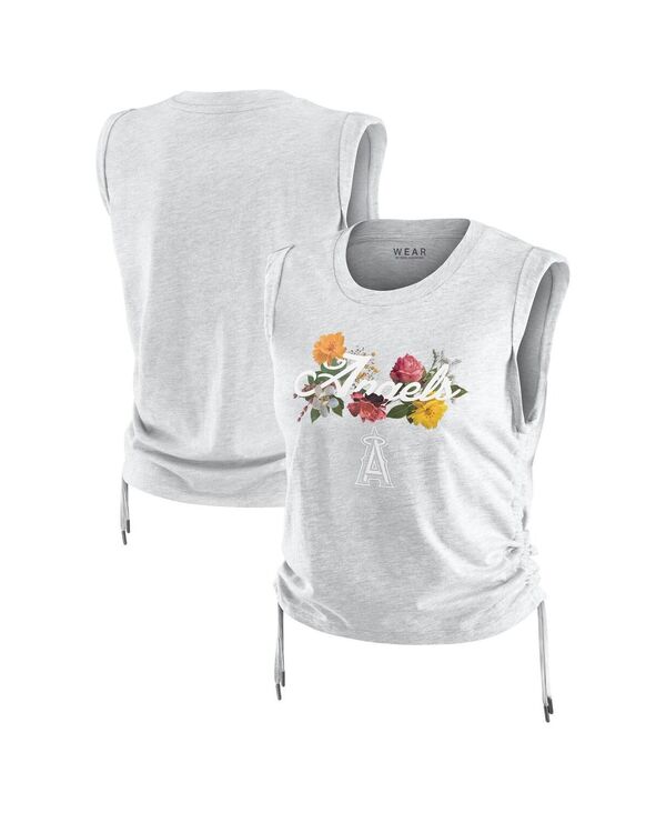 お召しもの バイ エリン アンド猥りがわしい レディース トップス 貯蔵タンクいの一番 WEAR by Erin Andrews Women\u0027s Heather Gray Los Angeles Angels Cinched Tank Top Heather Gray 薄墨色 タンクトップ-レディースファッション-トップス