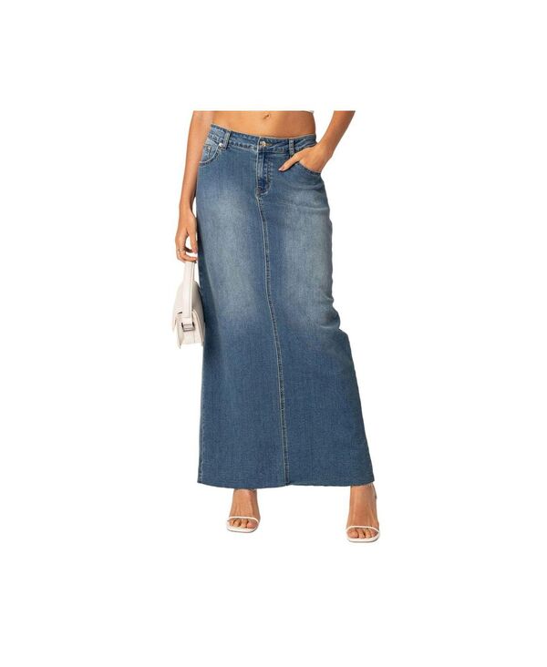 アディクテッド レディース ボトムスカート デニム マキシ Edikted Women's Elowyn slittedenimaxi skirt Blue ブルー