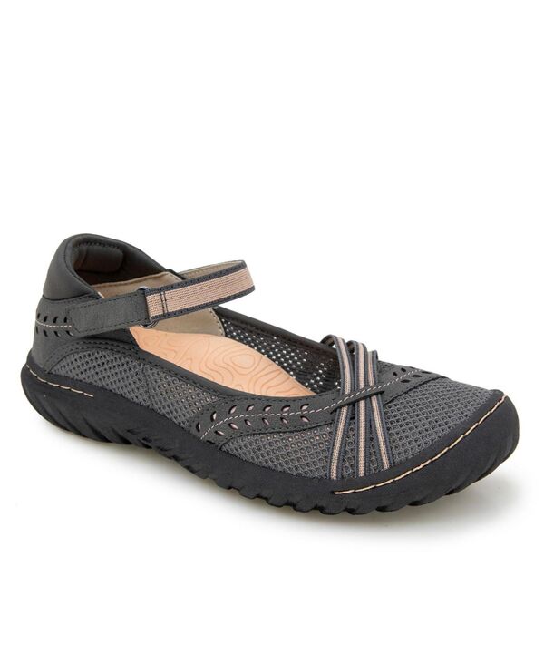 ジャイビーユー レディース シューズ パンプス JBU Women\u0027s Maya Breathable Hook and Loop Shoe Charcoal Pale Salmon 濃灰色
