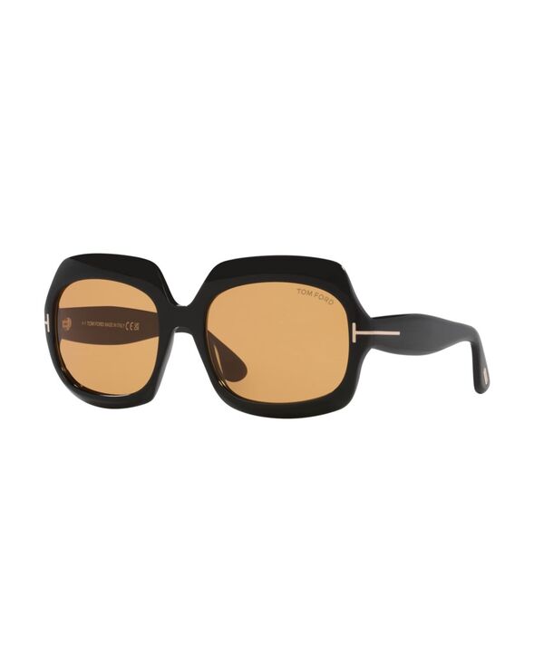 トム・ジェラルド・r・フォード レディース 佩び物 サングラス・アイウェア Tom Ford Women\u0027s Geometric Sunglasses Ren TR001878 Black Shiny Brown 黒いこと