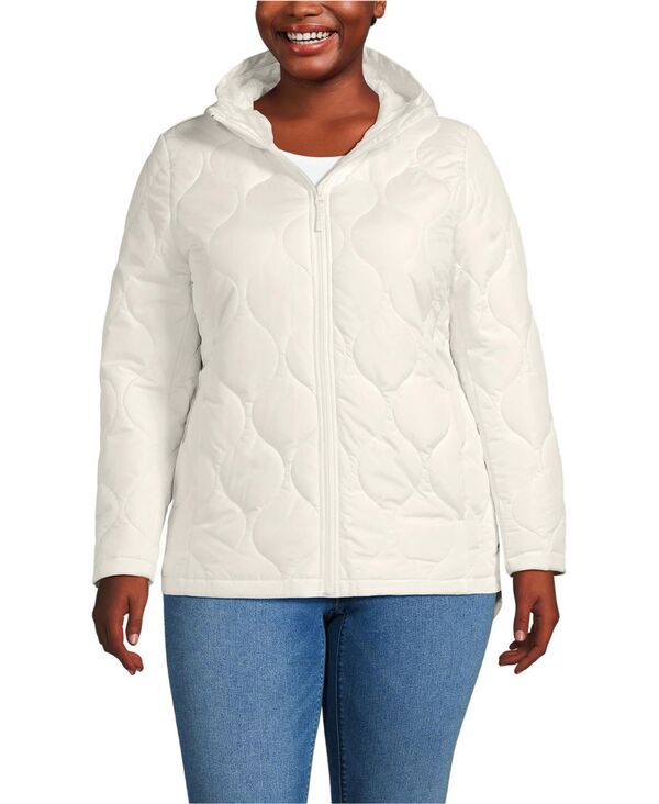 ランズエンド レディース アウター ジャケット・ブルゾン プラスサイズ キルティング Lands' End Plusize FeatherFree Quilted Insulated Jacket Ivory アイボリー
