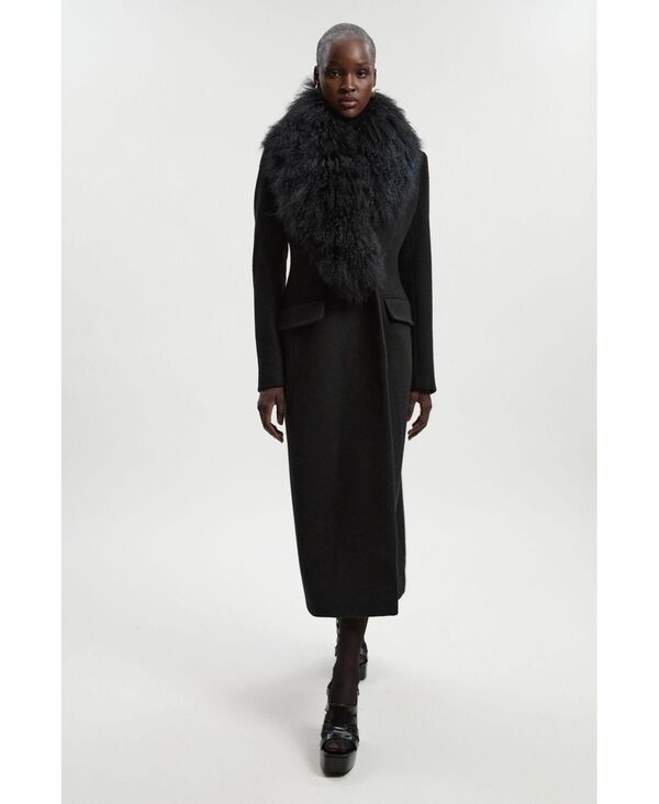 カレンミレン レディース アウター ジャケット・ブルゾン ミディ ウール コート Karen Millen Women's Wool Detachable Collar Midi Coat Black ブラック|ReVida 店
