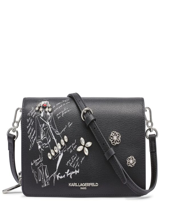 カール ラガーフェルド レディース バッグ KARLAGERFELD PARIS Lourdes Crossbody Blk/wht｜ReVida 店