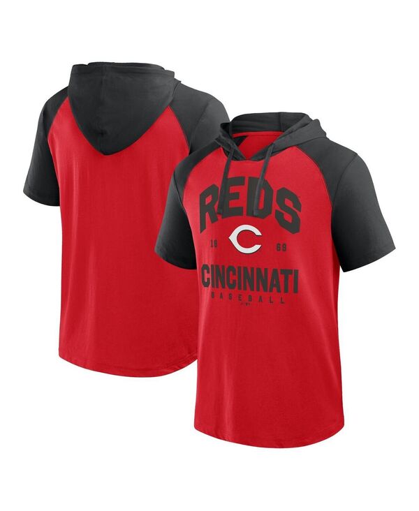 ファナティクス メンズ トップス プルオーバー パーカー Fanatics Men\u0027s Red Cincinnati Reds Prime Raglan Short Sleeve Hoodie T-Shirt Red 赤いこと