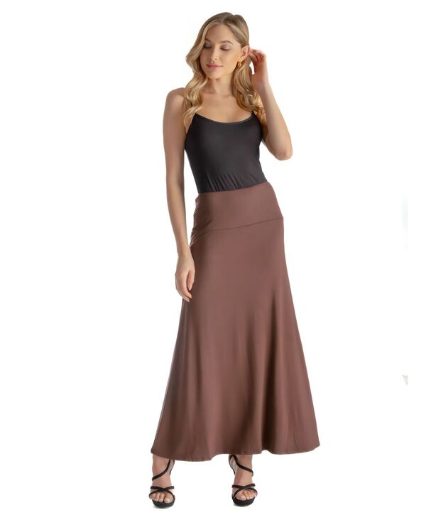 24 セブンコンフォート レディース 下つ方スコート プチ マキシ 24seven Comfort Apparel Petitelastic Waist Solid Color Maxi Skirt Brown 赤銅色 スカート-レディースファッション-ボトムス