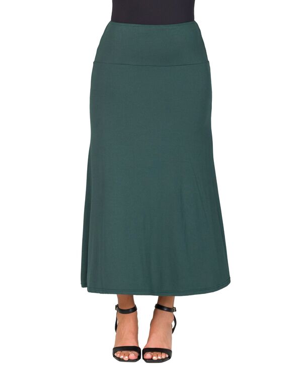 24 セブンコンフォート レディース ボトムスカート プチ マキシ 24seven Comfort Apparel Petitelastic Waist Solid Color Maxi Skirt Hunter|ReVida 店