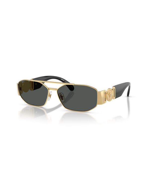 ヴェルサーチ メンズ 佩び物 サングラス・アイウェア Versace Men\u0027s Geometric Sunglasses VE2287 Gold Gray 薄墨色