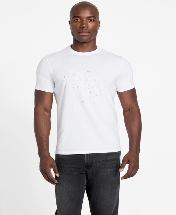 ゲス メンズ トップス Tシャツ 半袖 GUESS Men'shimmer Quattro G Short-Sleeve T-Shirt Pure White ホワイト