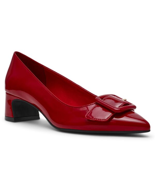 アンクライン レディース シューズ パンプス ヒール Anne Klein Women'senara Block Heel Buckle Pumps Deep Red レッド