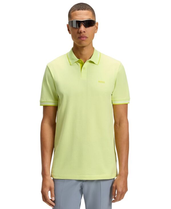 ヒューゴボス メンズ トップス ポロシャツ コットン Hugo Boss Men's Branding Stretch-Cotton Slim-Fit Polo Shirt Light Green グリーン