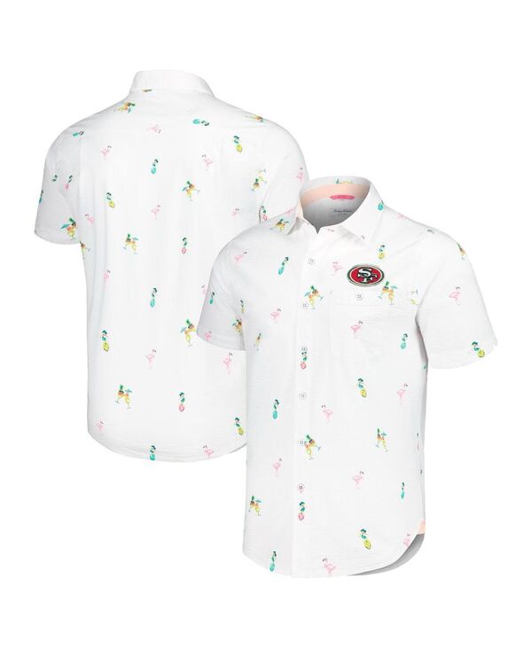 トッミーバハマ メンズ トップス シャツ Tommy Bahama Men's White San Francisco 49ers Nova Wave Flocktail Button-Up Shirt White ホワイト