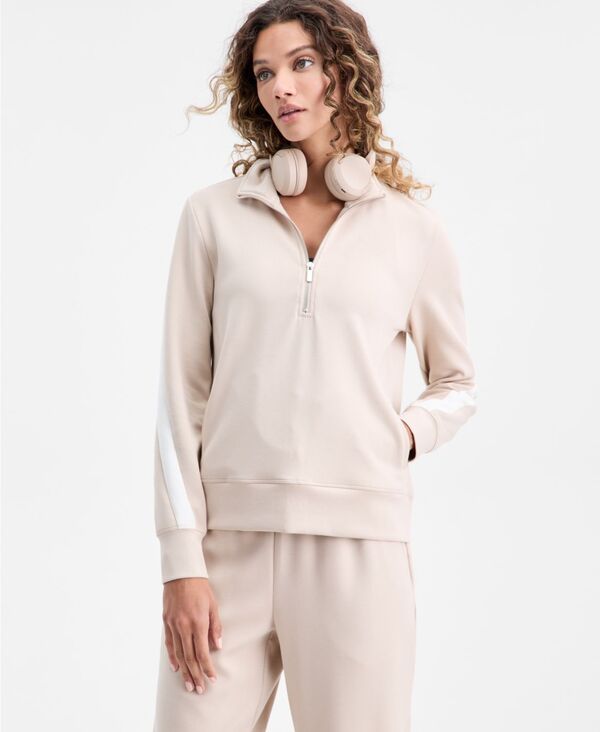 イデオロギー レディース アウター パーカー・スウェット シャツ IDeology Women's Half-Zip Sweatshirt Beige ベージュ