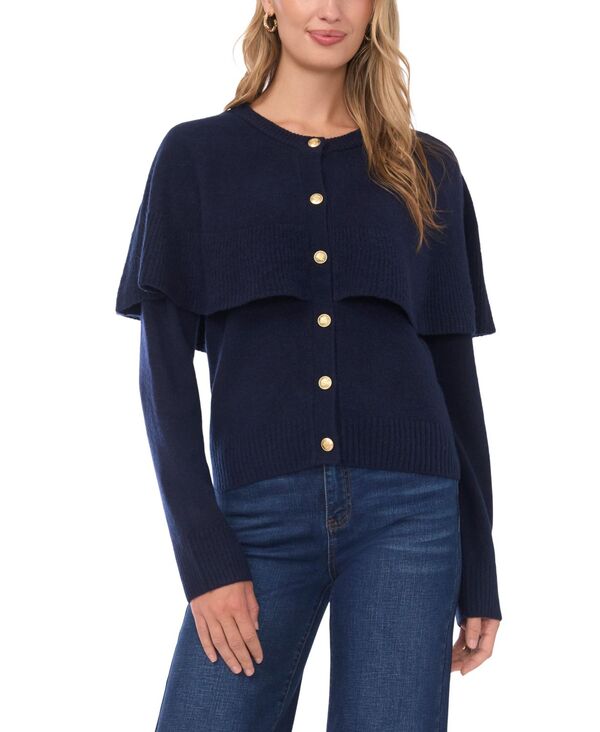 ヴィンスカムート レディース アウター ニット・セーター カーディガン Vince Camuto Women's Long Sleeve Cardigan Sweater Classic Navy ネイビー
