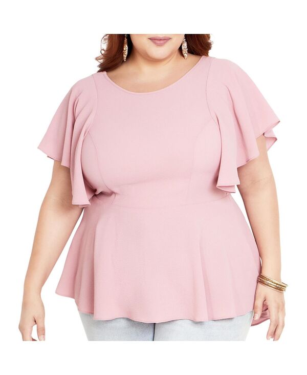 シティーシック レディース トップス シャツ CITY CHIC Women's Romantic Mood Top Blush ブラッシュ