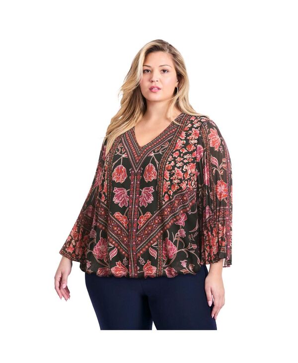 アベニュー レディース トップス シャツ AVENUE Women's Harmony Pleat Sleeve Top Berry harmony placement