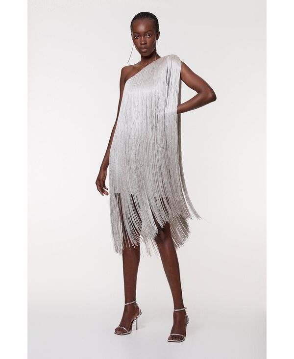 カレンミレン レディース トップス ワンピース ミニット Karen Millen Women's Figure Mini Knit Dressilver シルバー|ReVida 店
