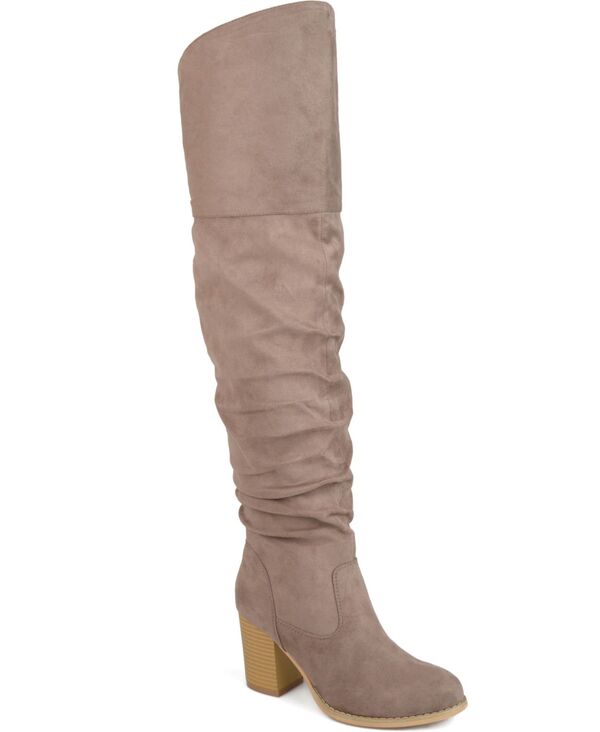 ジュルネ コレクション レディース シューズ ブーツ・レインブーツ ヒール Journee Collection Women's Kaison Stacked Heel Over The Knee Regular Wide Calf & Extra Wide Calf Boots Taupe トープ|ReVida 店