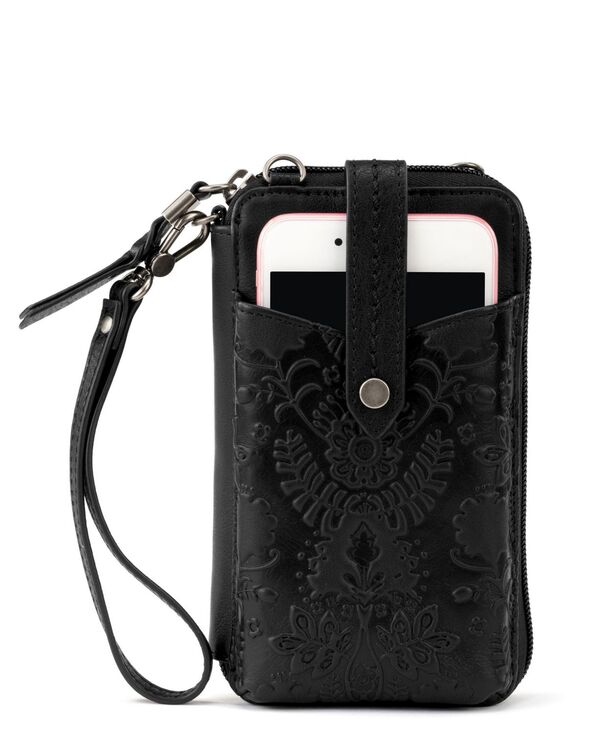 ザサック レディース アクセサリー ＰＣ・モバイルギアケース レザー The Sak Women'silverlake Leather Convertible Smartphone Crossbody Bag Black Floral Embossed ブラック