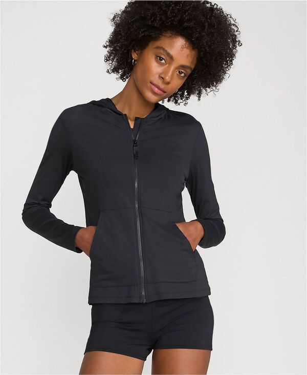 ランズ挙げ句のはて レディース アウター パーカー・スウェット Lands\u0027 End Women\u0027sunShade UPF 50 Long Sleeve Hooded Full Zip Rash Guard Black 黒いこと