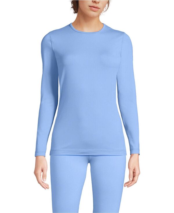 ランズエンド レディース トップス シャツ クルーネック Lands' End Women's Baselayer Cozy Thermaskin Crewneck Top Clear blue sky ブルー|ReVida 店