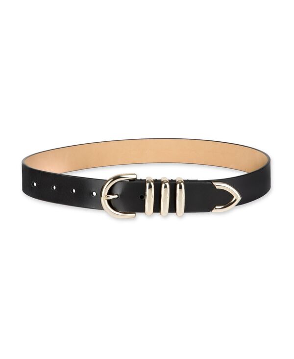 コールハーン レディース アクセサリー ベルト レザー Cole Haan Women's Modern Triple Keeper Beveledge Leather Belt Black ブラック｜ReVida 店