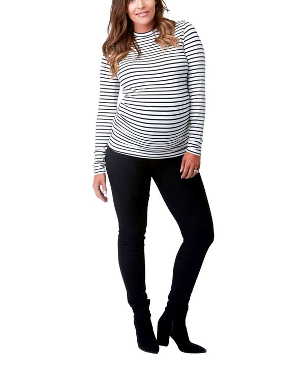 ノム レディース トップス シャツ クルーネック NOMaternity Maternity Liv Long Sleeve Sculpting Crew Neck Tee Black & white stripe ホワイト