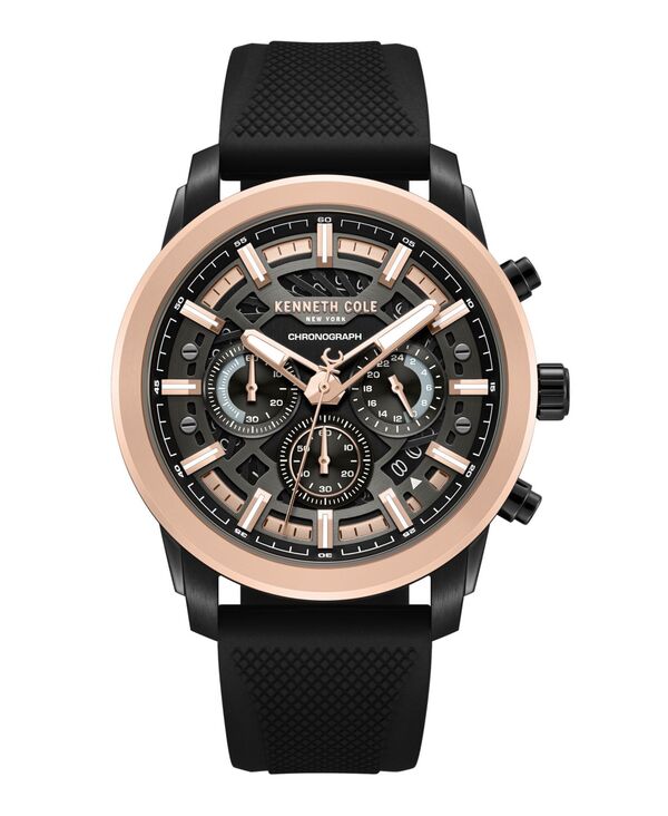 ケネスコール メンズ 佩び物 ウォッチ Kenneth Cole New York Men\u0027s Chronograph Watch 44粍 Black 黒いこと