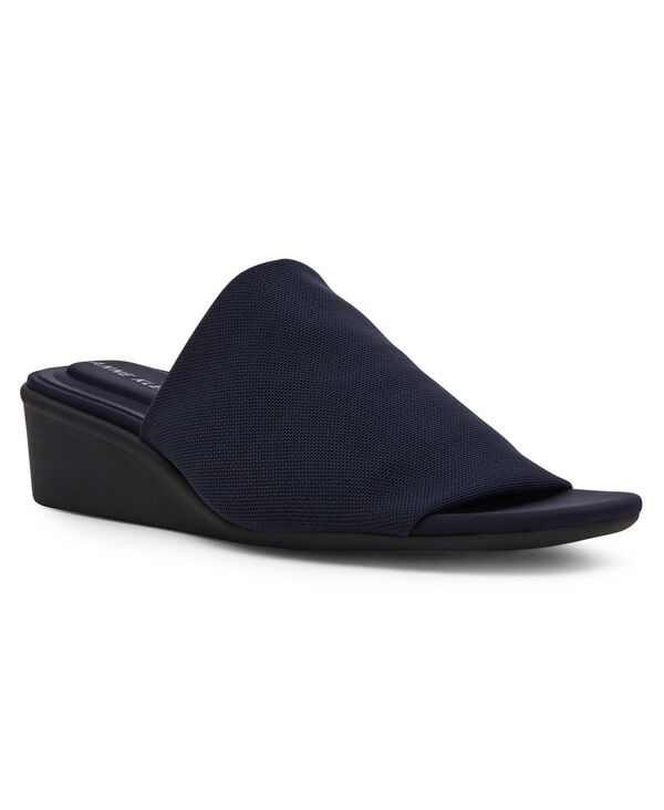 アンクライン レディース シューズ サンダル Anne Klein Women's Wishful Slip On Wedge Sandals Navy ネイビー