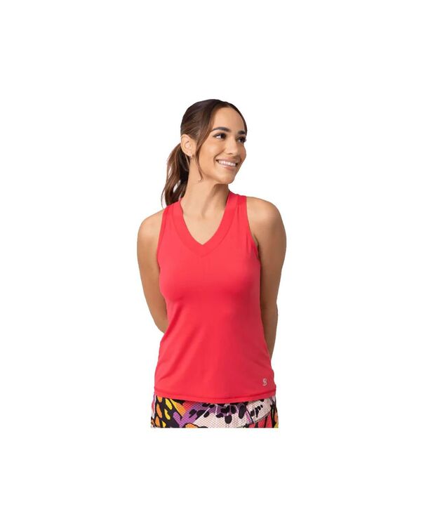 ソフィベラ レディース トップス シャツ Sofibella Women's UV Colors Racerback Tennis Tank Top Berry red レッド