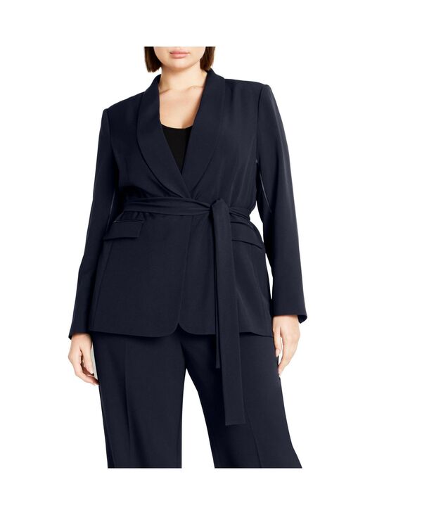 シティーシック レディース アウター ジャケット・ブルゾン CITY CHIC Women's Belted Yasmine Jacket Navy ネイビー