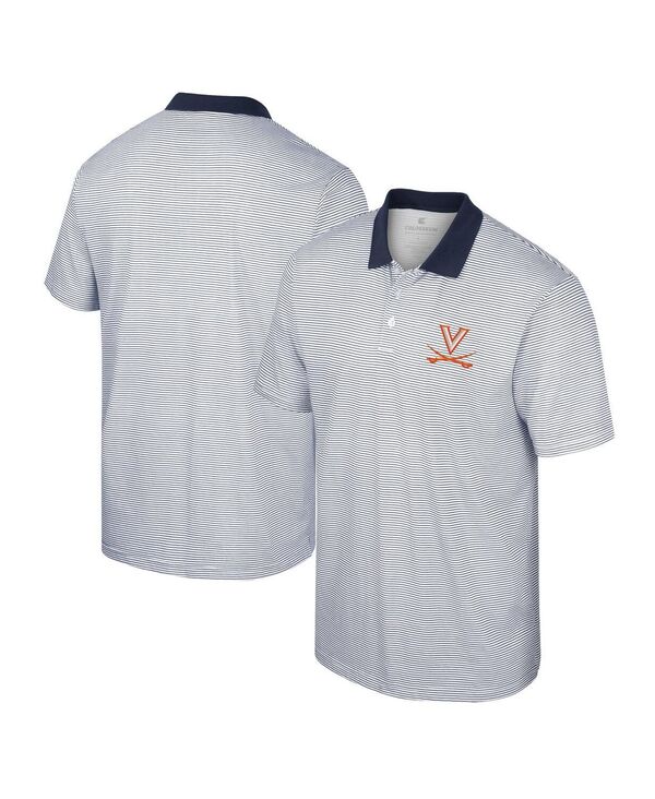 コロシアム メンズ トップス ポロシャツ プリント Colosseumen's White Navy Virginia Cavaliers Print Stripe Polo Shirt White Navy ホワイト