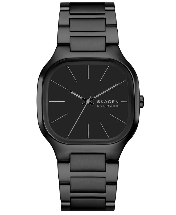 スカーゲン メンズ アクセサリー 腕時計 Tシャツ Skagen Men's Mellem Quartz Three-Hand Black Stainlessteel Watch 40mm Black ブラック