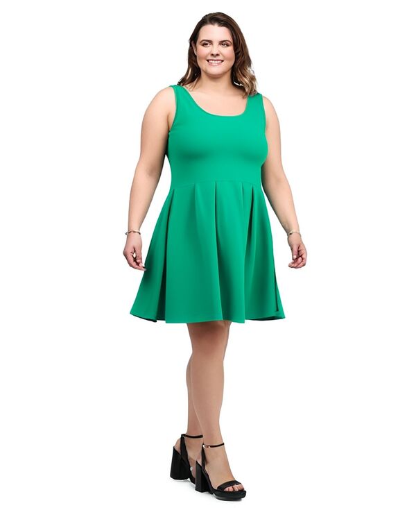 24 セブンコンフォート レディース トップス ワンピース プラスサイズ ノースリーブ 24seven Comfort Apparel Plusize Sleeveless Dress with Pockets Green グリーン｜ReVida 店