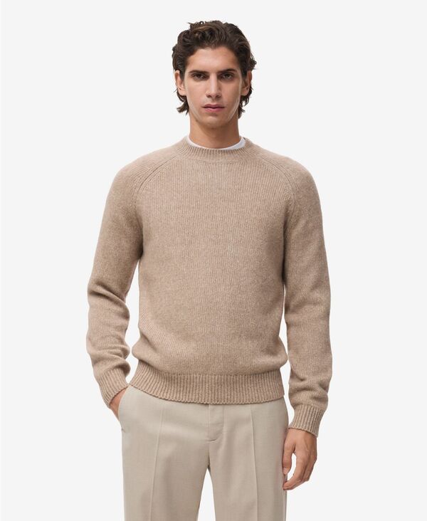 マンゴ メンズ アウター 編み物・プルオーバー 毛糸 MANGO Men\u0027s Fine-Knit Wool-Blend Sweater Sand 沙子