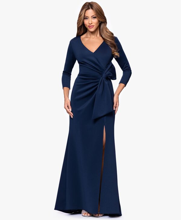 エスケープ レディース トップス ワンピース Vネック XSCAPE Women's V-Neck Waist Side Bow Long Dress Midnight