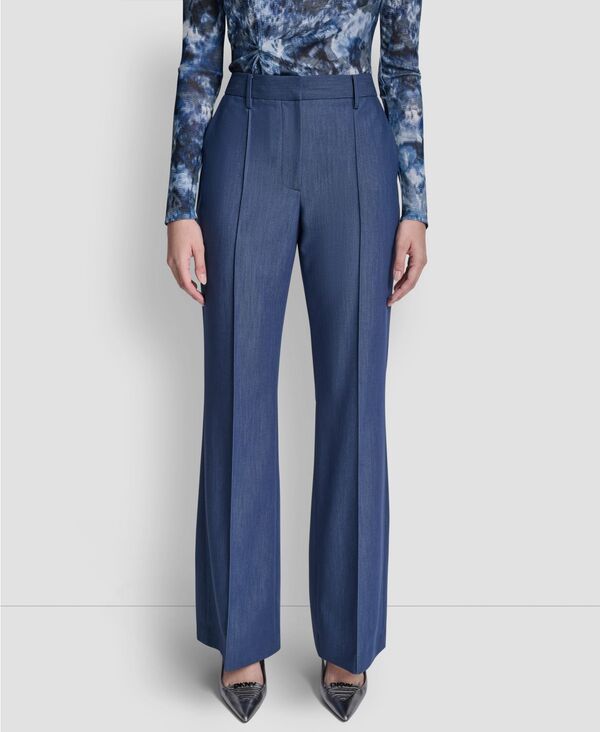 ダナ キャラン ニューヨーク レディース ボトムス カジュアルパンツ DKNY Women's Pintuck Fit and Flare Pants Hudson Blue ブルー