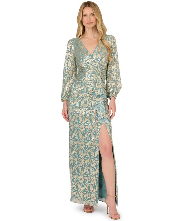 アドリアナ パペル レディース トップス ワンピース トール Adrianna Papell Women's Metallicrinkle Gown Mint/Gold ミント｜ReVida 店 23,214円