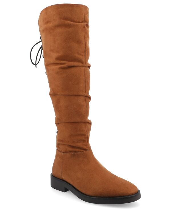 ジュルネ コレクション レディース シューズ ブーツ・レインブーツ Journee Collection Women's Mirinda Regular & Wide Calf Rouched Stretch Knee High Boots Cognac｜ReVida 店