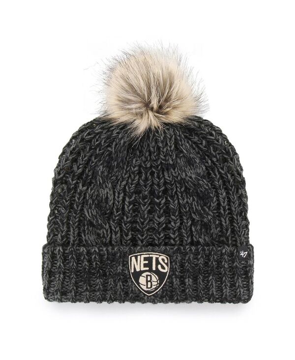 47 ブランド レディース アクセサリー 帽子 ニット '47 Brand Women's Black Brooklynets Meeko Cuffed Knit Hat with Pom Black ブラック|ReVida 店