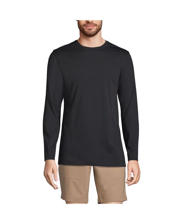 ランズエンド メンズ トップス Tシャツ トール コットン Lands' End Big & Tallong Sleeve Cotton Supima Tee Black ブラック