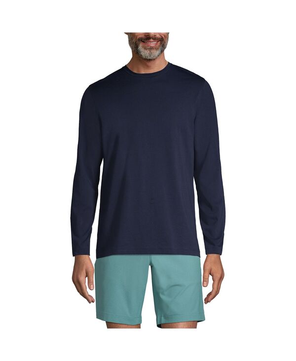 ランズエンド メンズ トップス Tシャツ トール コットン Lands' End Big & Tallong Sleeve Cotton Supima Tee Radiant navy ネイビー|ReVida 店