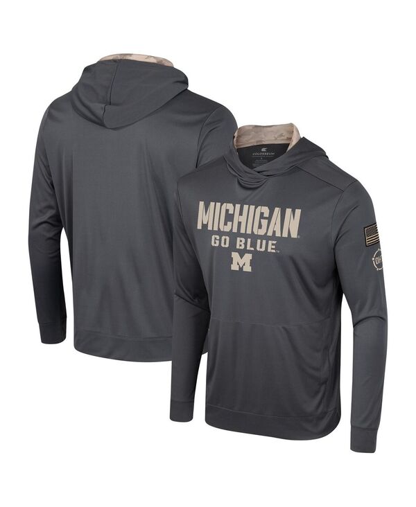 円形劇場 メンズ トップス プルオーバー パーカー Colosseumen\u0027s Charcoal Michigan Wolverines OHT Military-Inspired Appreciation Long Sleeve Hoodie T-shirt Charcoal 濃灰色