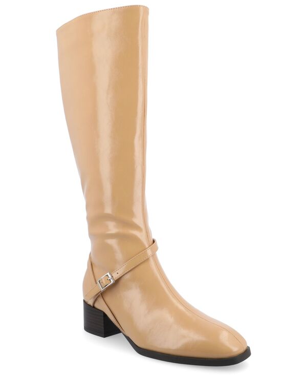 ジュルネ 寄せあわせ レディース シューズ ブーツ・レインブーツ 踵 Journee Collection Women\u0027s Rhianah Regular Wide Calf \u0026 Extra Wide Calf Block Heel Knee High Riding Boots Tan タン その他-ブーツ