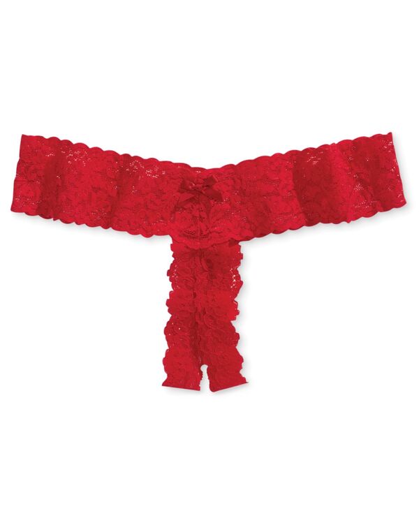 ハンキーパンキー レディース アンダーお召しもの ズボン下 Hanky Panky After Midnight Solid Open Panel Thong 481001 Red 赤いこと ショーツ-レディース-インナー・下着・ランジェリー