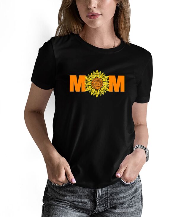 エルエーポップアート レディース トップス ティーシャツ 天使の都市 Pop Art Women\u0027s Word Art Mom Sunflower Short Sleeve T-shirt Black 黒いこと シャツ・ブラウス-レディースファッション-トップス