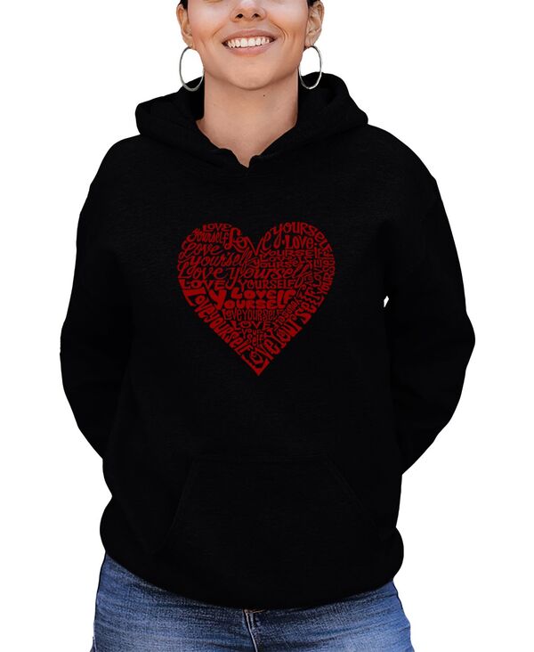 エルエーポップアート レディース アウター パーカー・スウェット シャツ LA Pop Art Women's Love Yourself Word Art Hooded Sweatshirt Black ブラック
