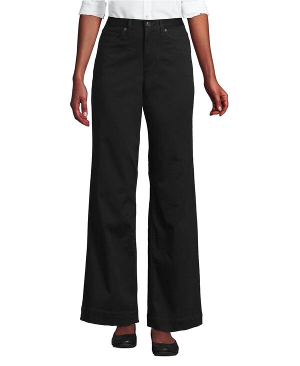ランズエンド レディース ボトムス カジュアルパンツ ワイドレッグ Lands' End Women's High Rise 5 Pocket Wide Leg Chino Pants Black ブラック